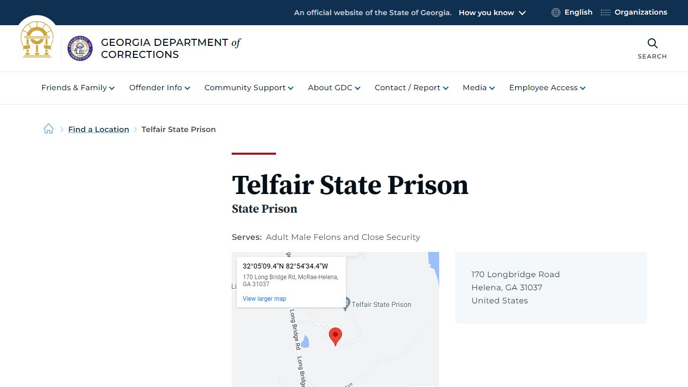Telfair State Prison | Georgia Department of Corrections