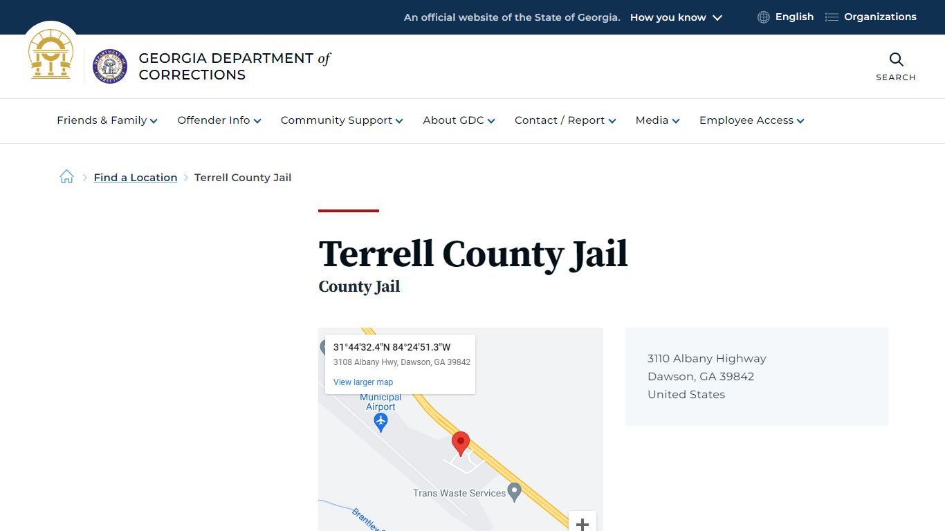 Terrell County Jail | Georgia Department of Corrections