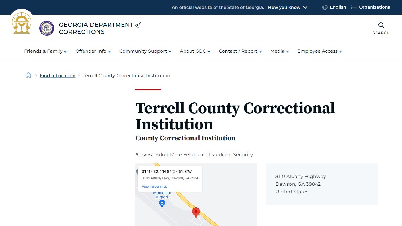 Terrell County Correctional Institution | Georgia Department of Corrections