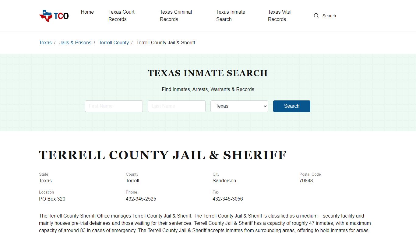 Terrell County Jail & Sheriff - txcountyoffices.org