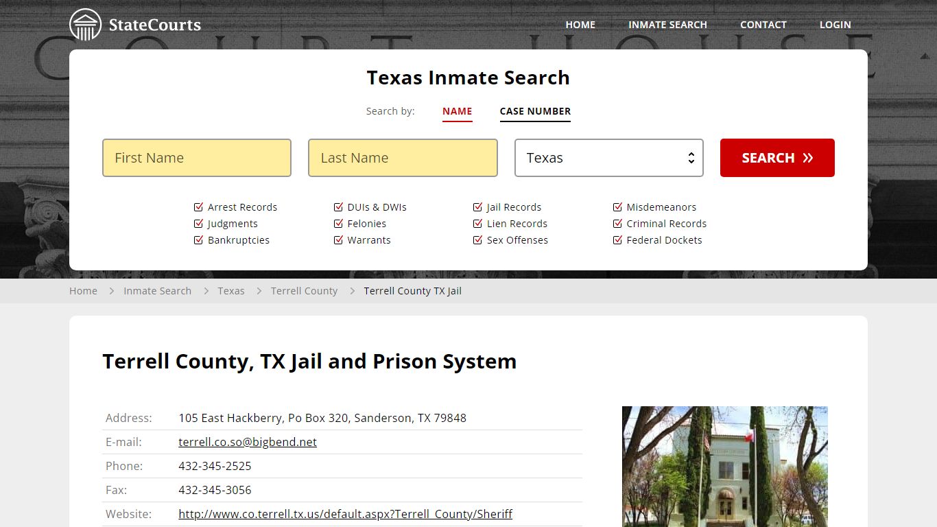 Terrell County TX Jail Inmate Records Search, Texas - StateCourts