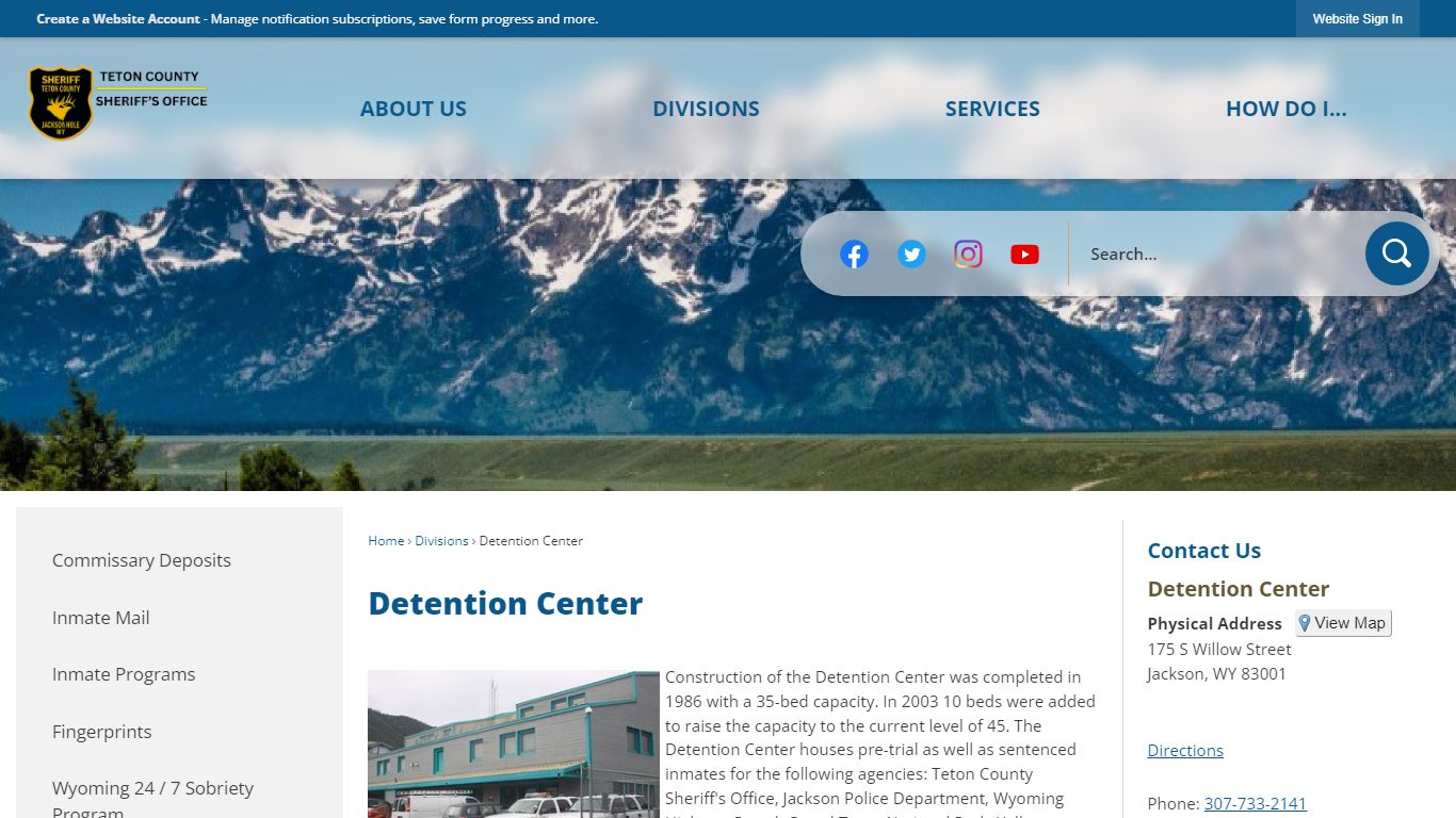 Detention Center | Teton County Sheriff, WY