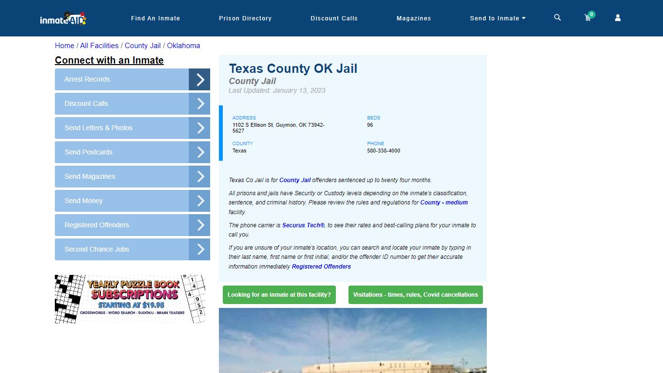 Texas County OK Jail - Inmate Locator - Guymon, OK