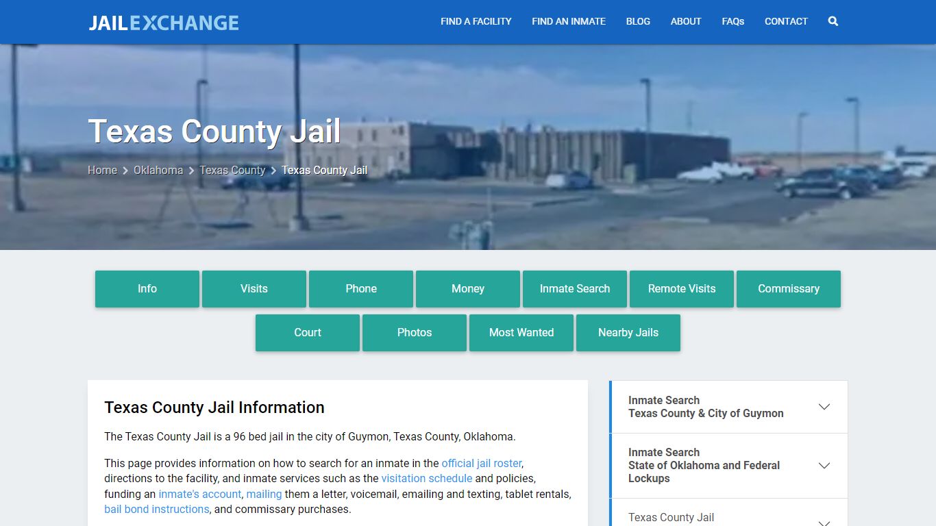 Texas County Jail, OK Inmate Search, Information