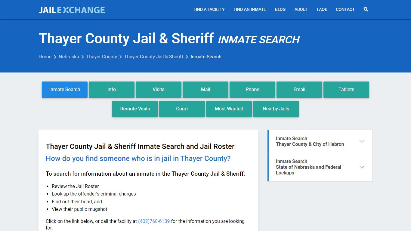 Inmate Search: Roster & Mugshots - Thayer County Jail & Sheriff, NE