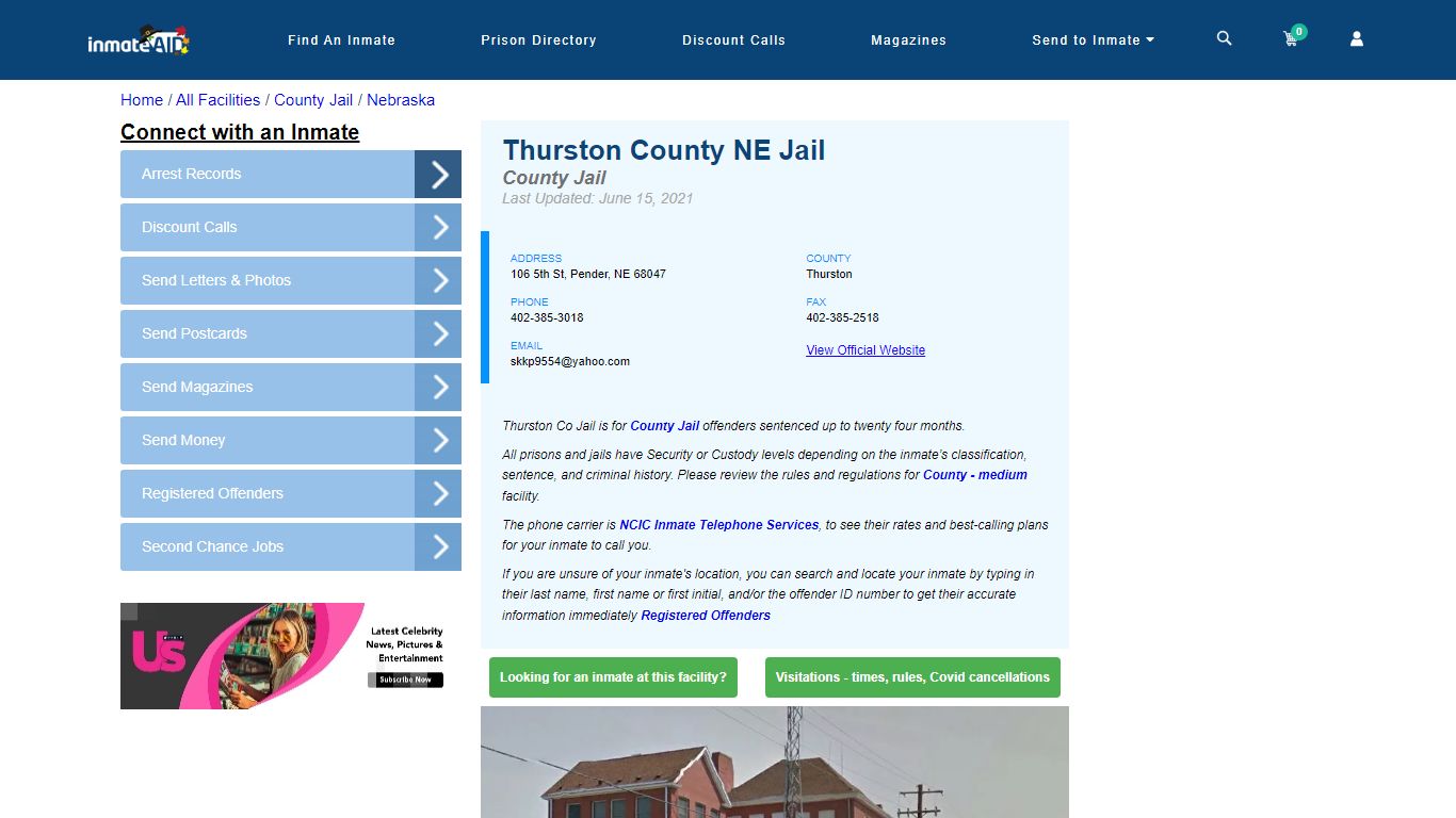 Thurston County NE Jail - Inmate Locator - Pender, NE