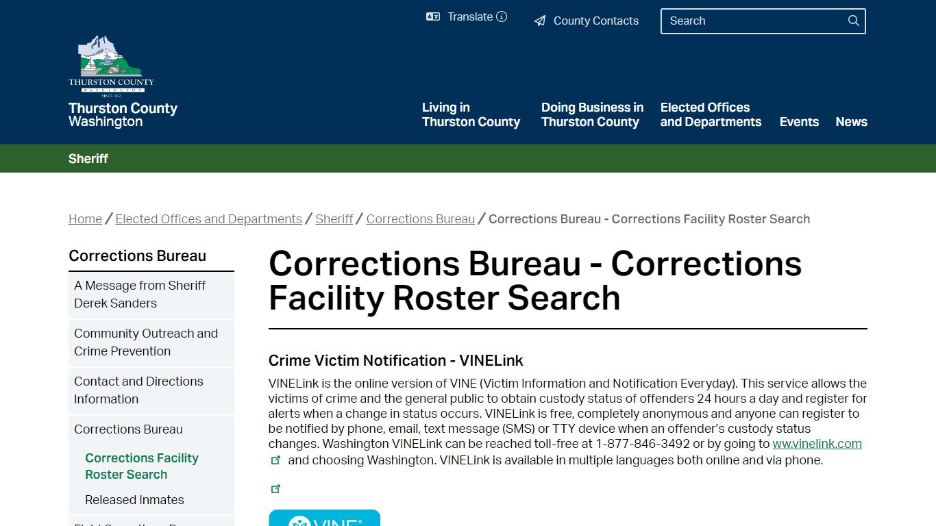 Corrections Facility Roster Search - Thurston County, Washington