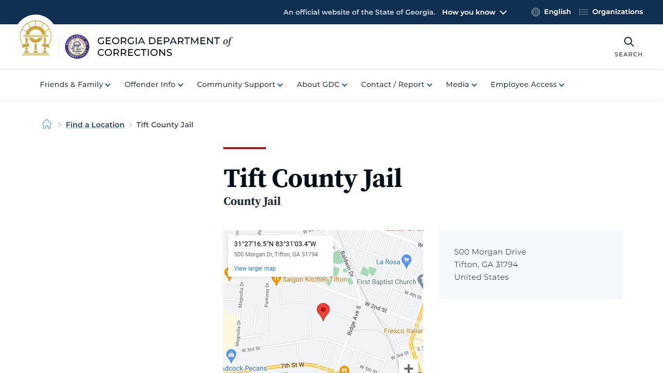 Tift County Jail | Georgia Department of Corrections