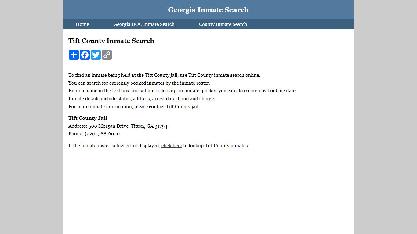 Tift County Inmate Search