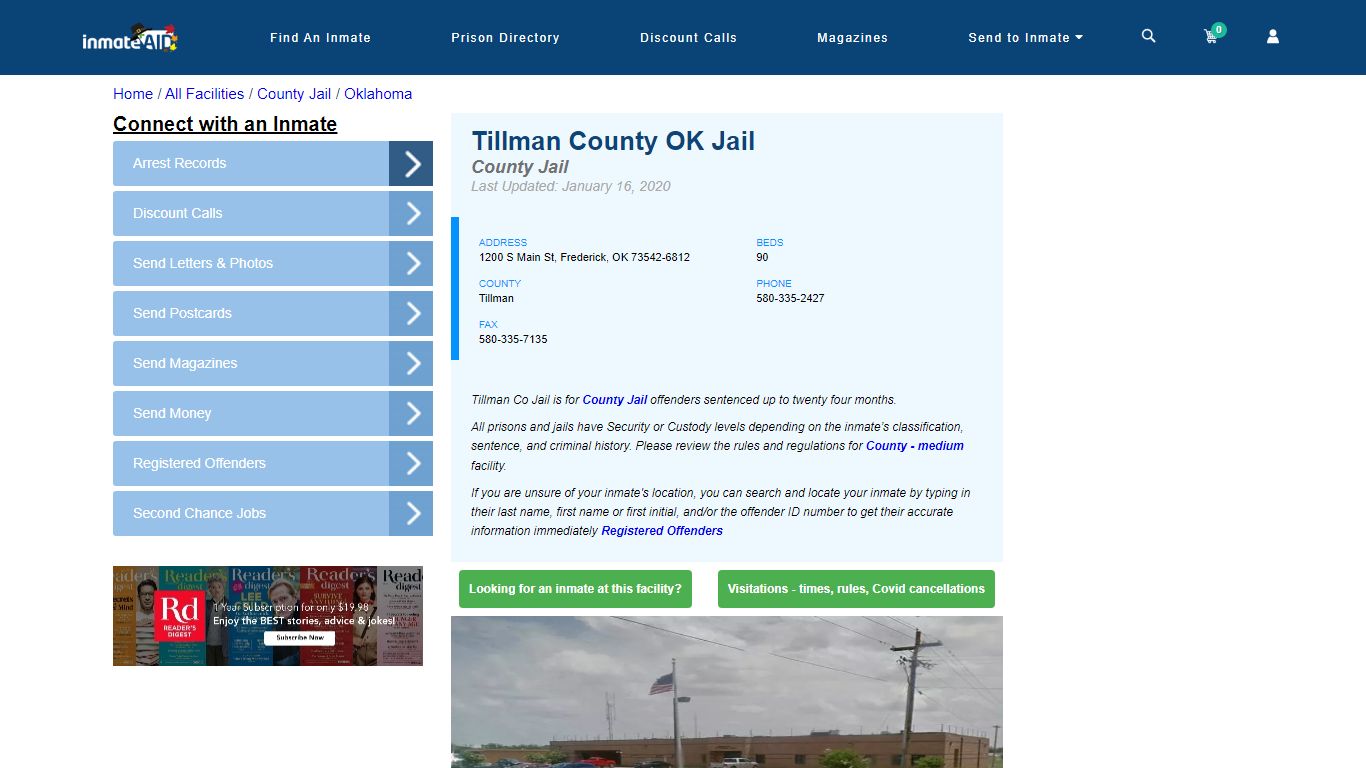 Tillman County OK Jail - Inmate Locator - Frederick, OK