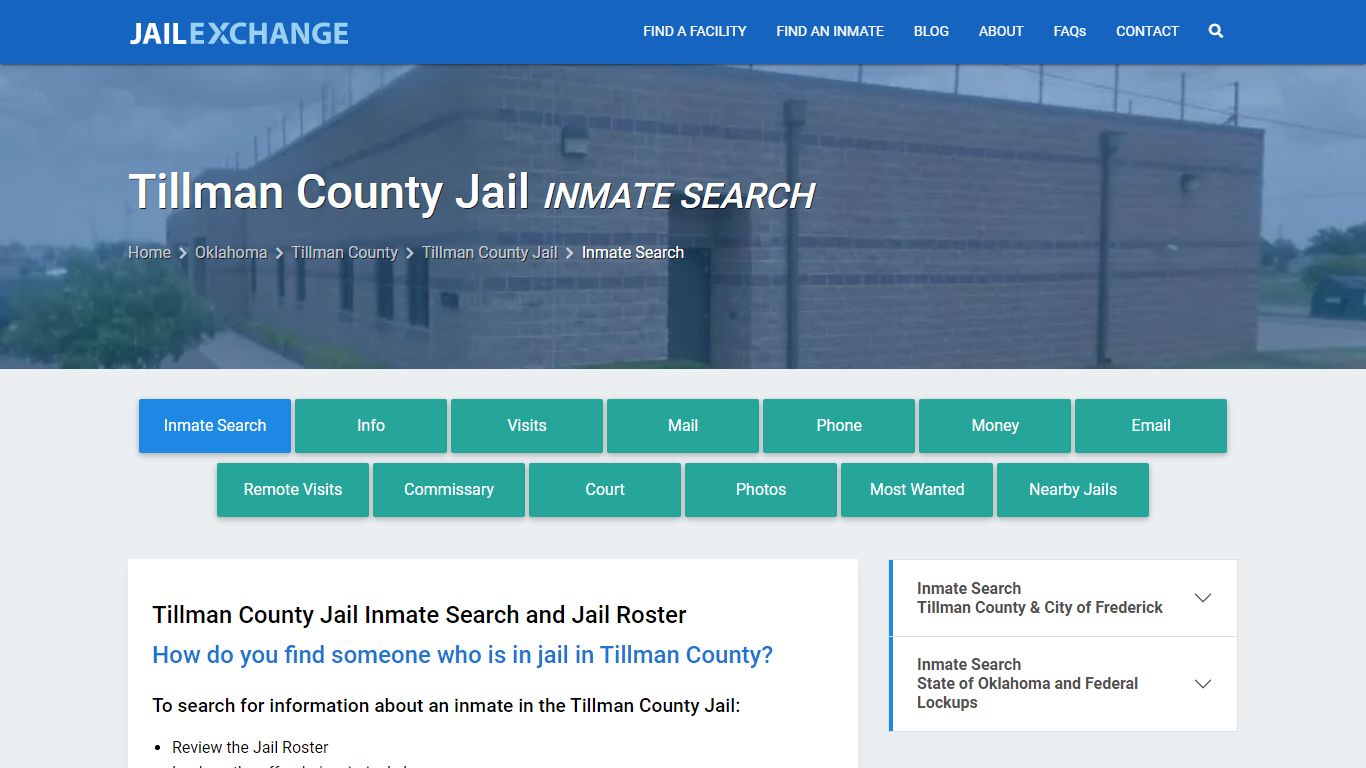 Inmate Search: Roster & Mugshots - Tillman County Jail, OK