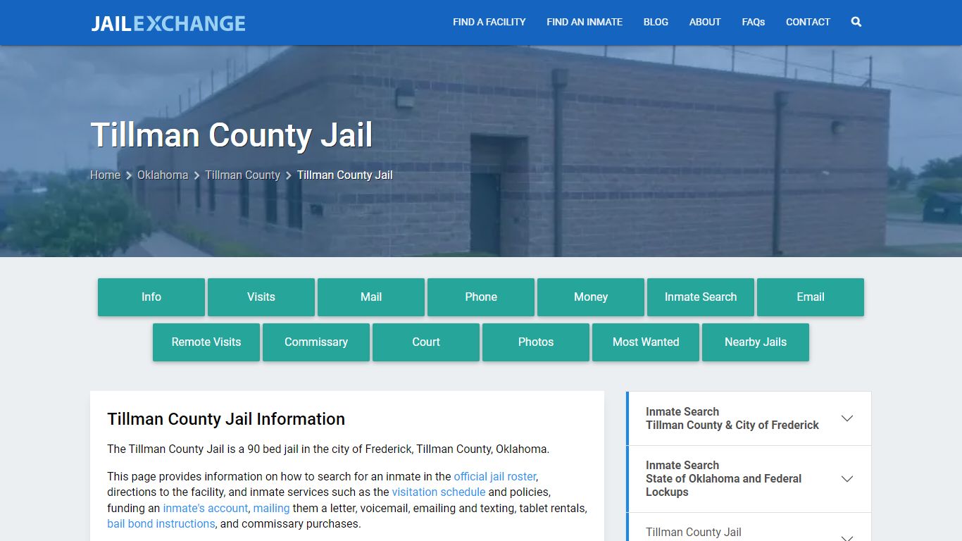 Tillman County Jail, OK Inmate Search, Information