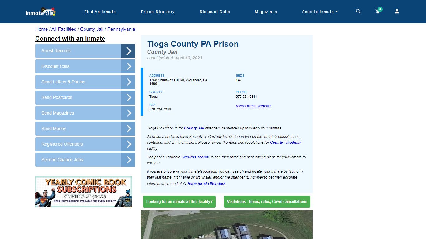 Tioga County PA Prison - Inmate Locator - Wellsboro, PA