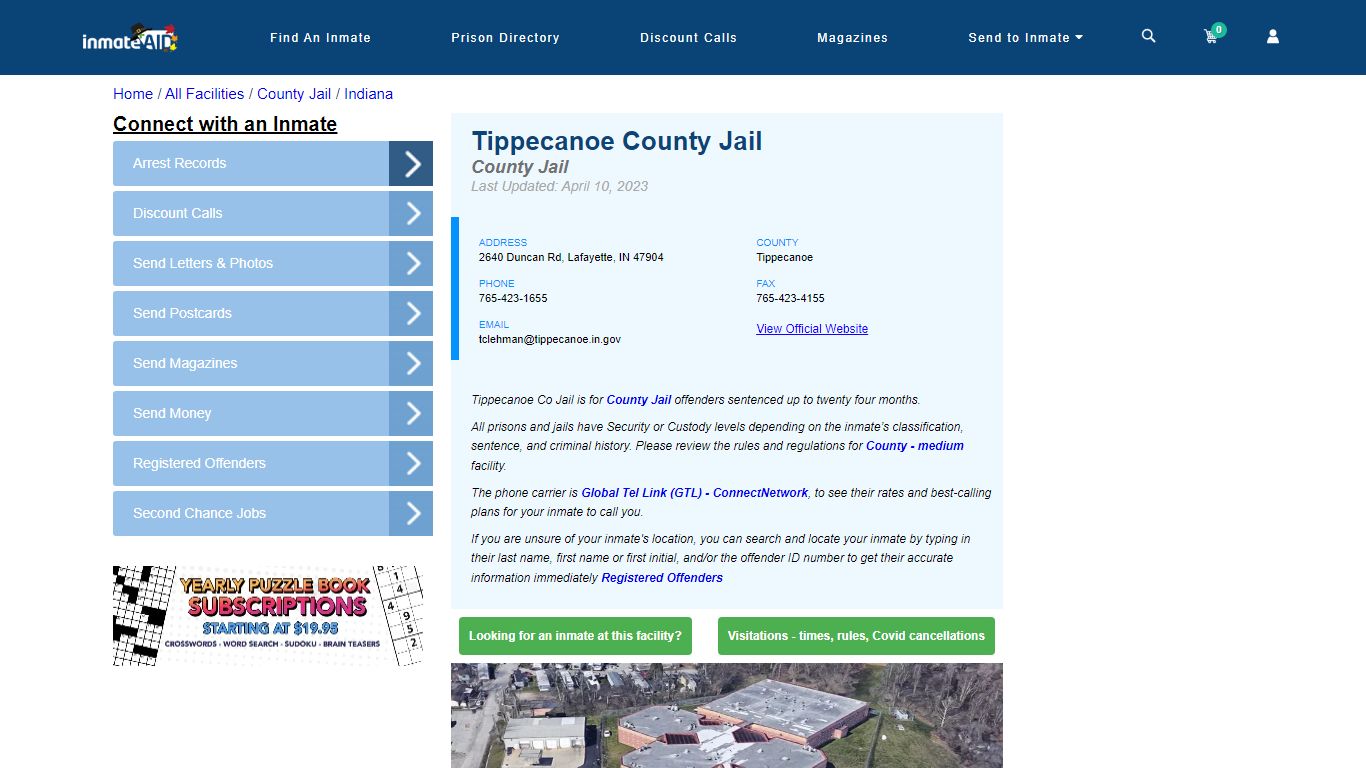 Tippecanoe County Jail - Inmate Locator - Lafayette, IN
