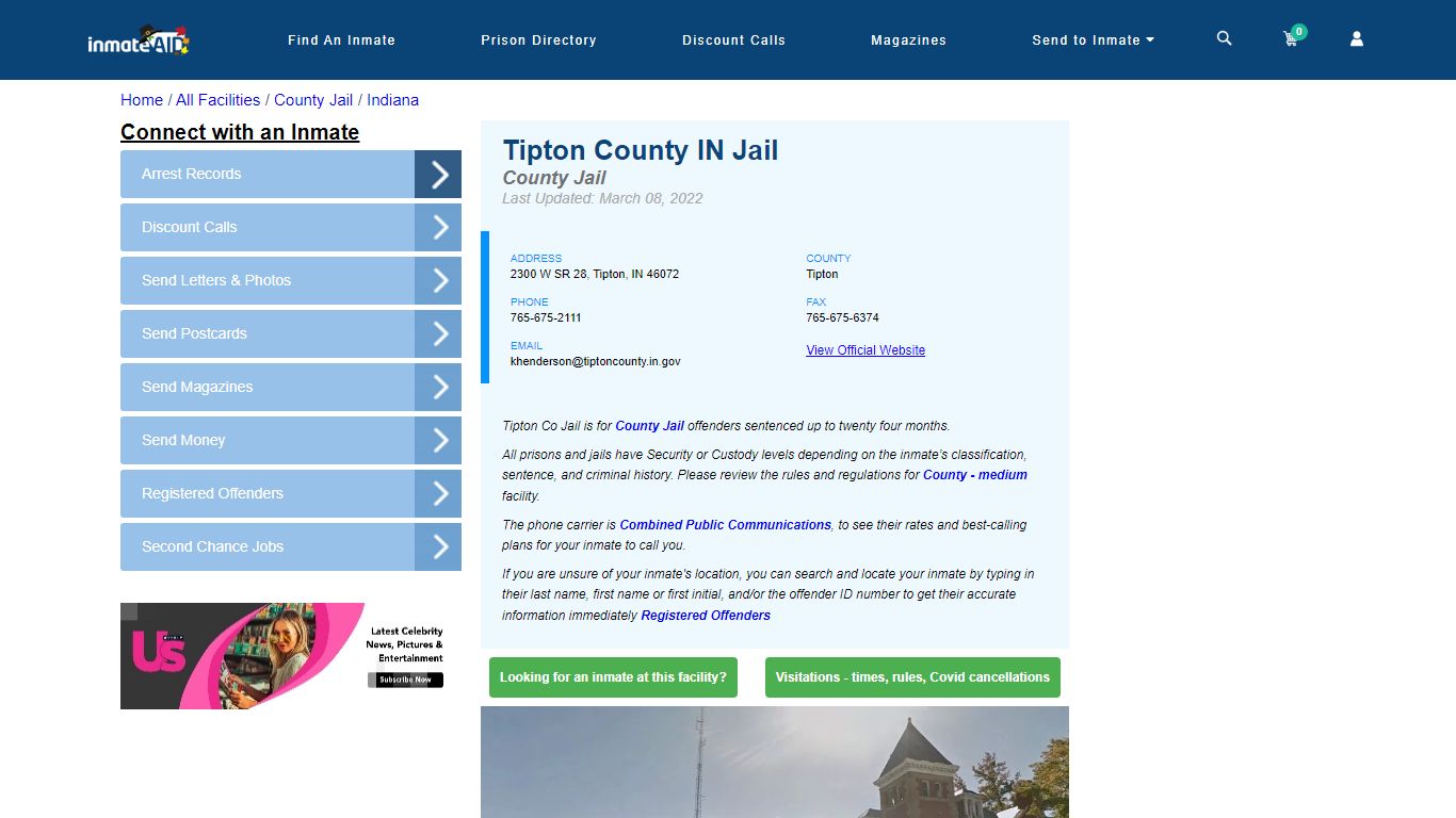 Tipton County IN Jail - Inmate Locator - Tipton, IN