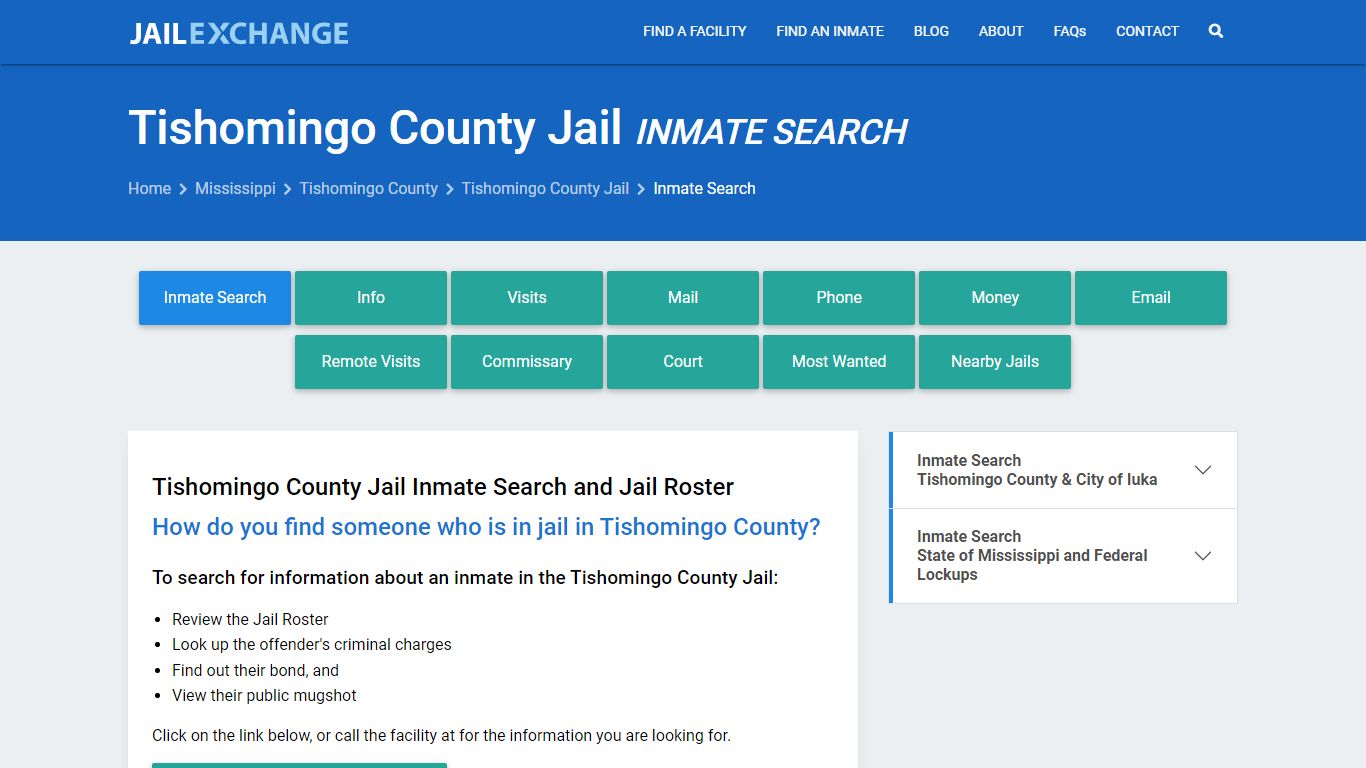 Inmate Search: Roster & Mugshots - Tishomingo County Jail, MS