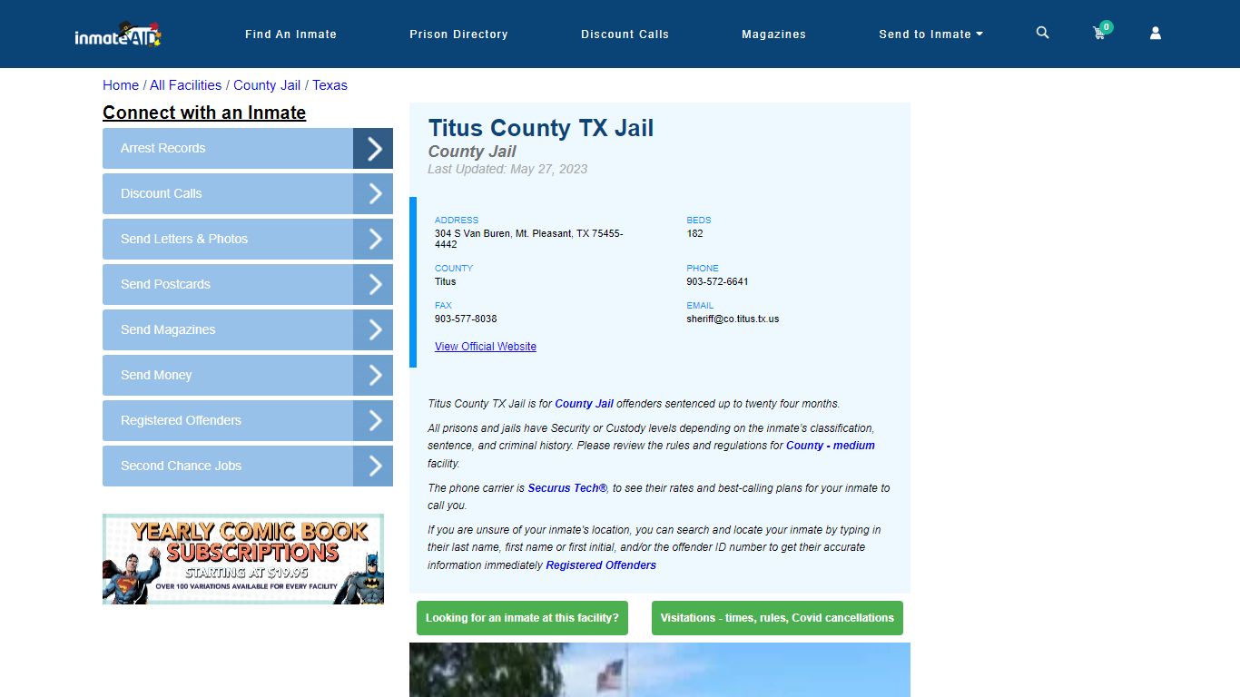 Titus County TX Jail - Inmate Locator - Mt. Pleasant, TX