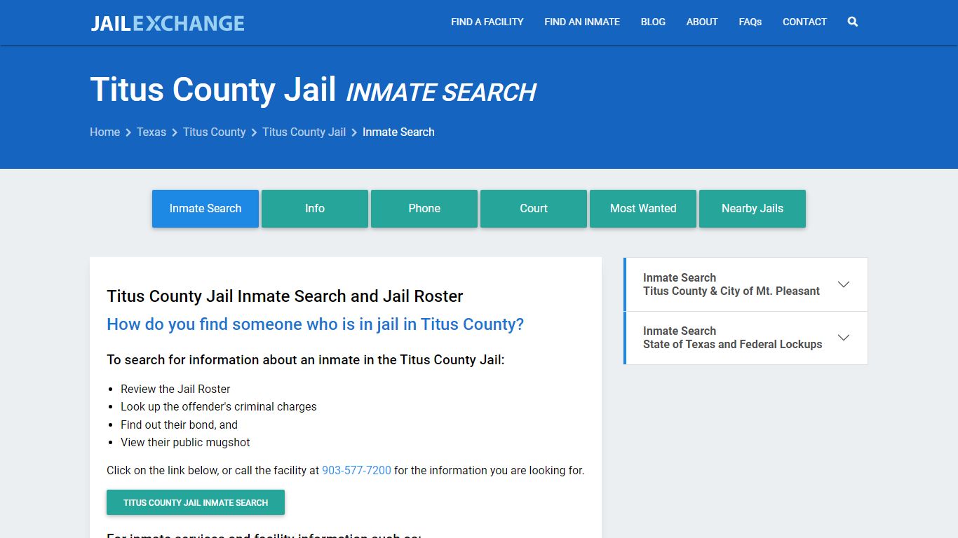 Inmate Search: Roster & Mugshots - Titus County Jail, TX
