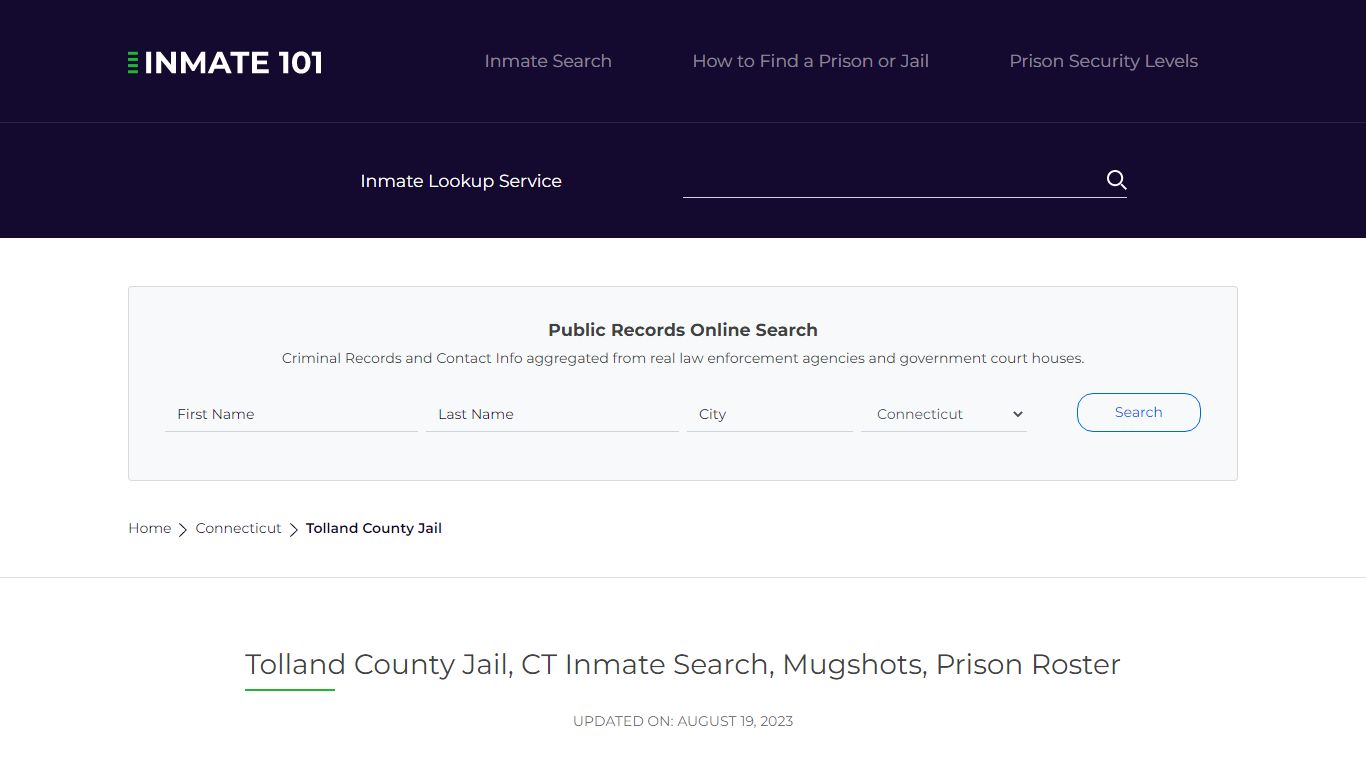 Tolland County Jail, CT Inmate Search, Mugshots, Prison Roster