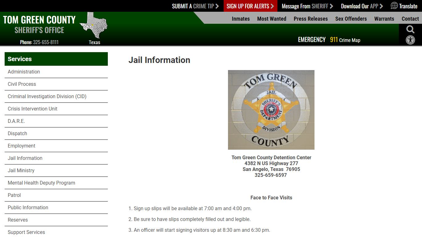 Jail Information | Tom Green County TX Sheriff's Office