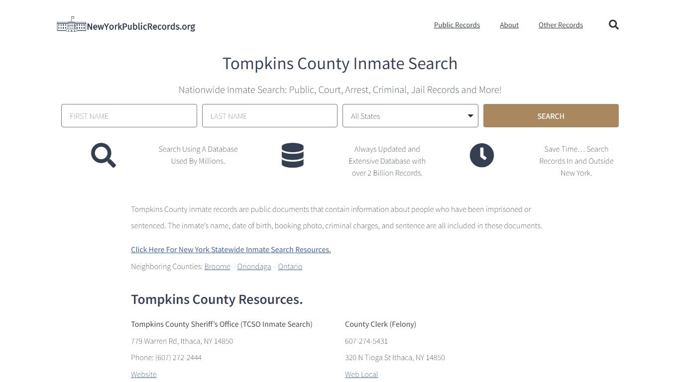 Tompkins County Inmate Search - TCSO Current & Past Jail Records
