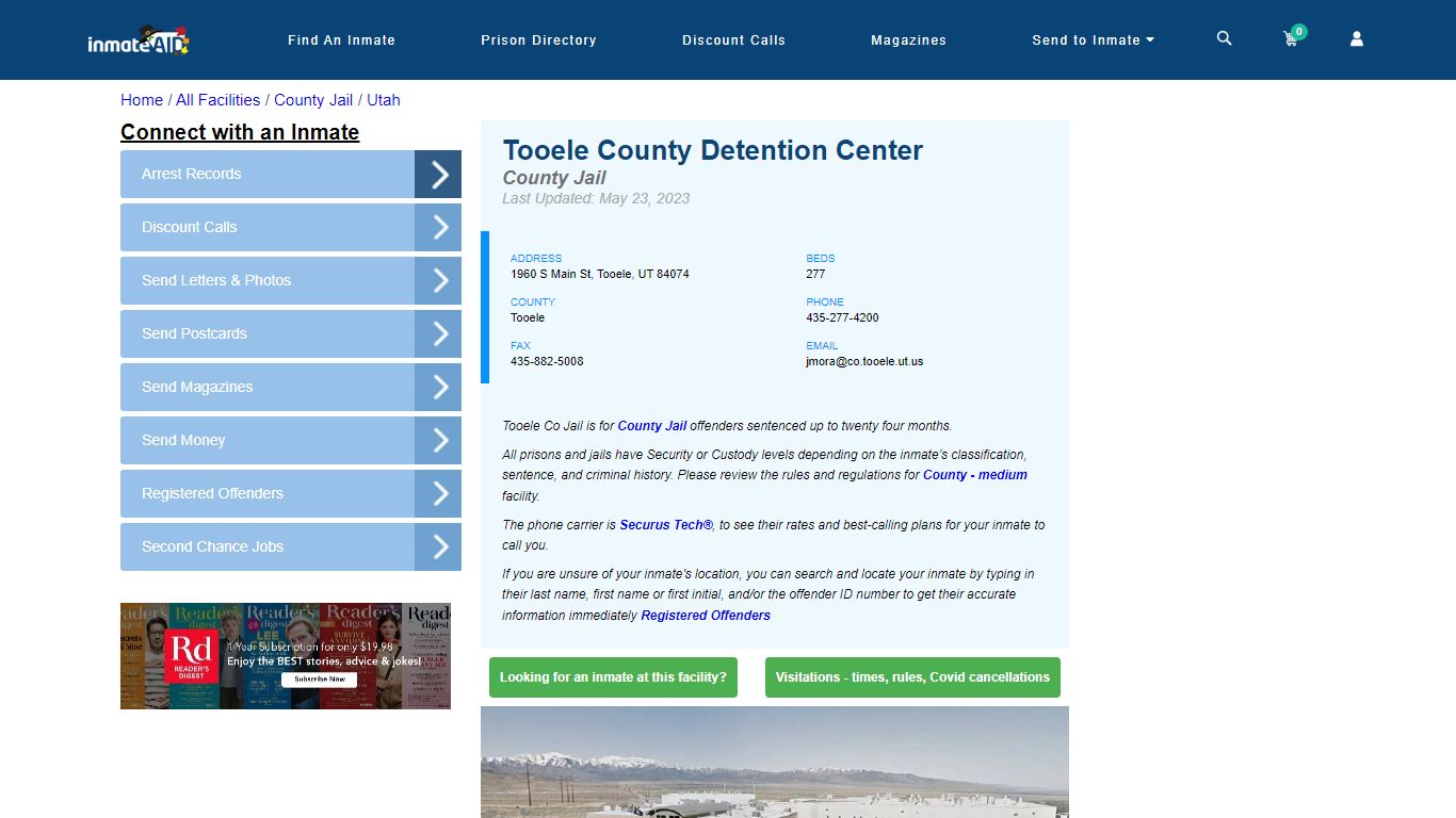 Tooele County Detention Center - Inmate Locator - Tooele, UT