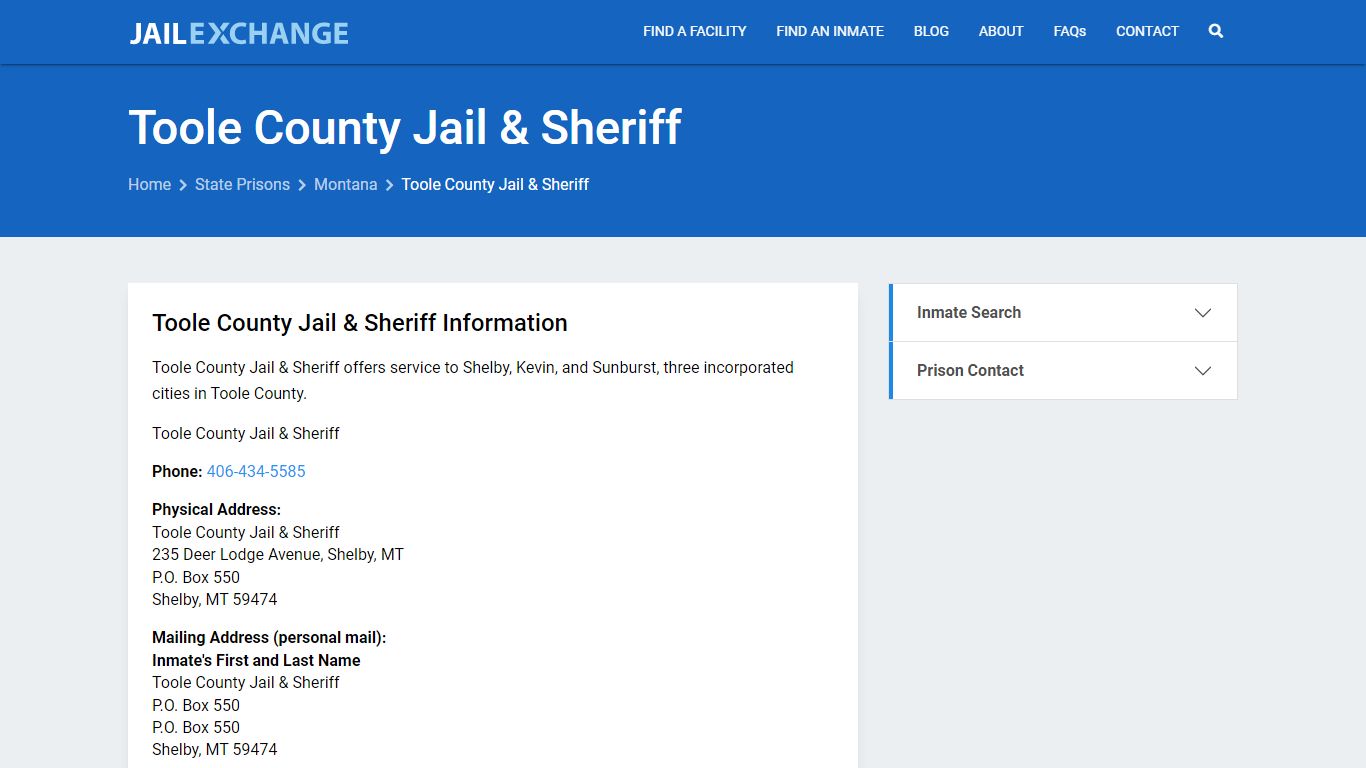 Toole County Jail & Sheriff Inmate Search, MT - Jail Exchange