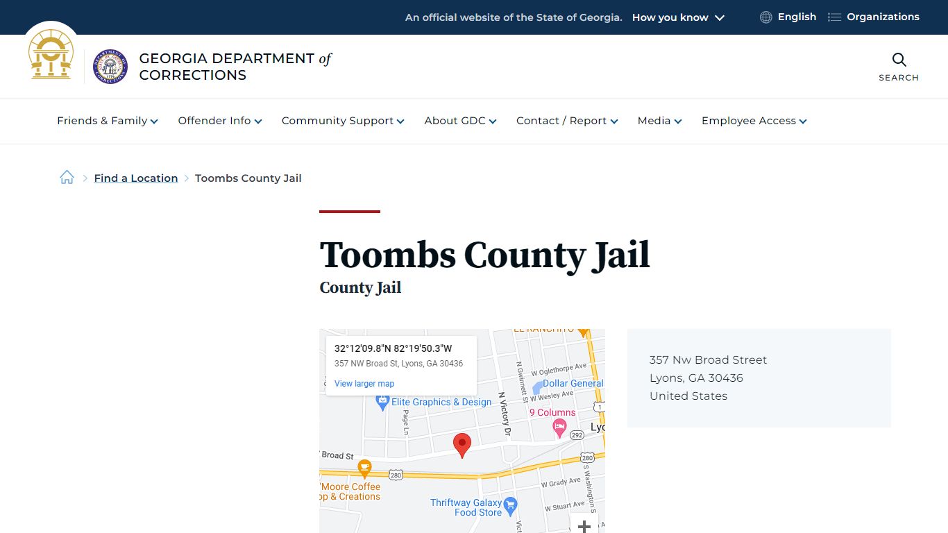 Toombs County Jail | Georgia Department of Corrections
