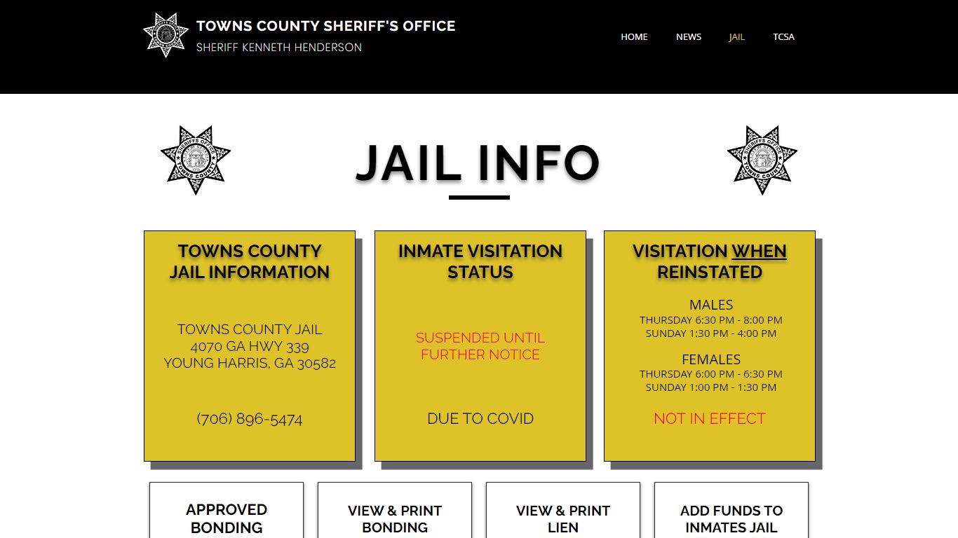 Jail | Towns County Sheriff's Office | United States