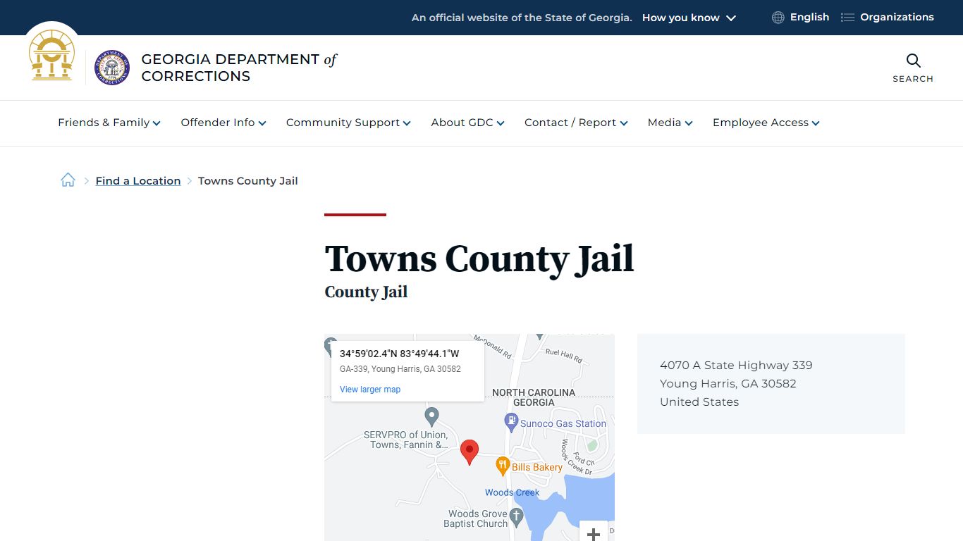 Towns County Jail | Georgia Department of Corrections