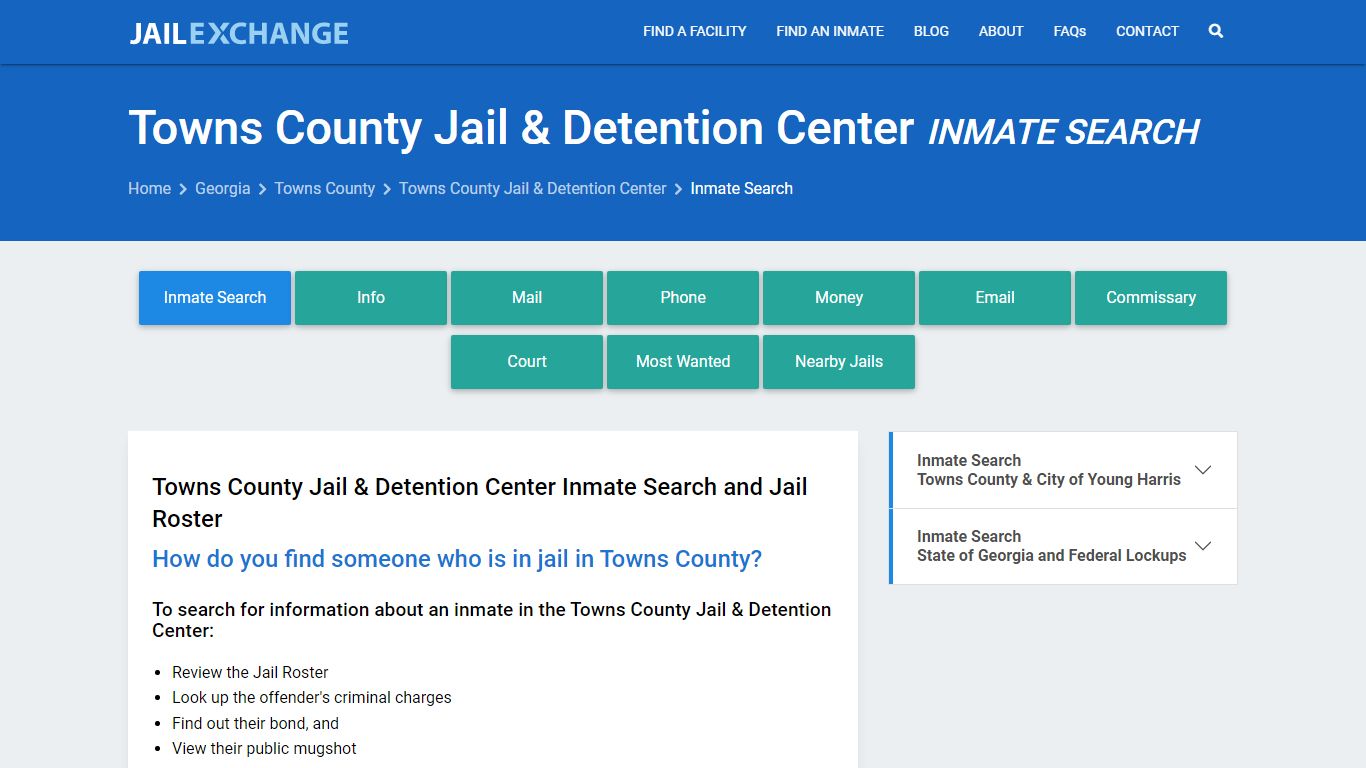 Towns County Jail & Detention Center Inmate Search