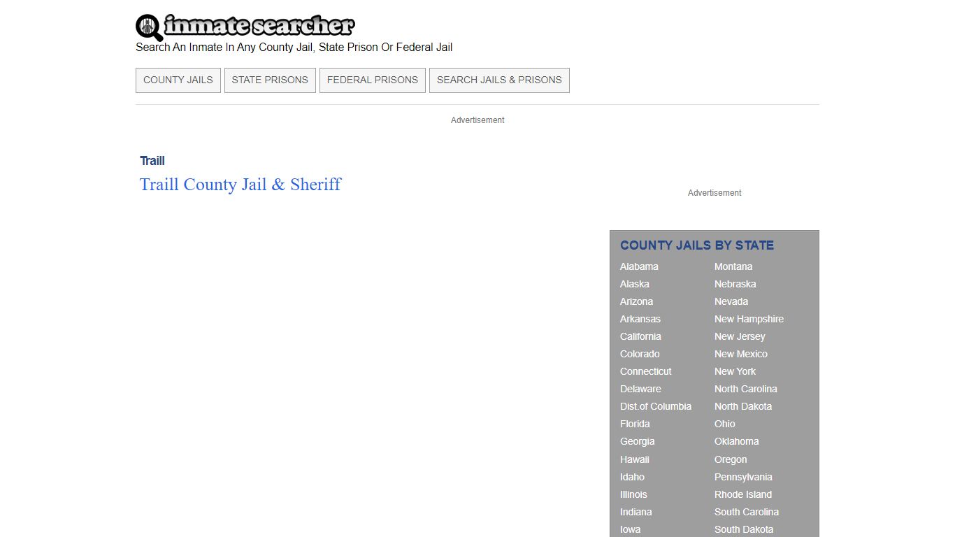 Traill County Jails, City Jails, State & Federal Prisons - Inmate Searcher
