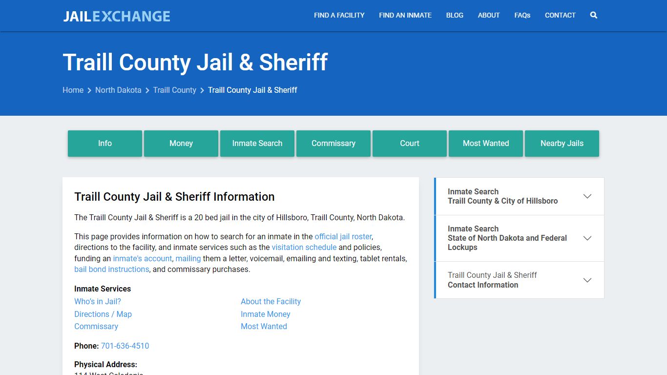 Traill County Jail & Sheriff, ND Inmate Search, Information