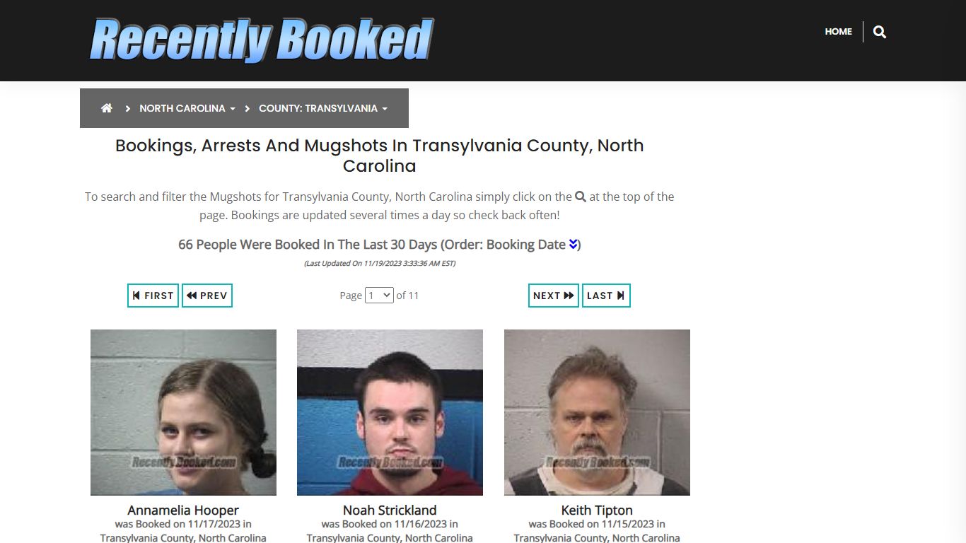 Bookings, Arrests and Mugshots in Transylvania County, North Carolina