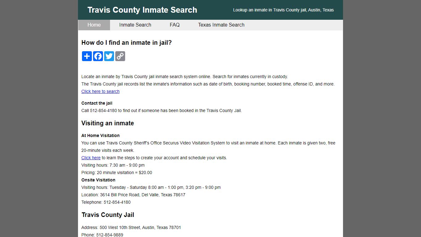 Travis County Inmate Search