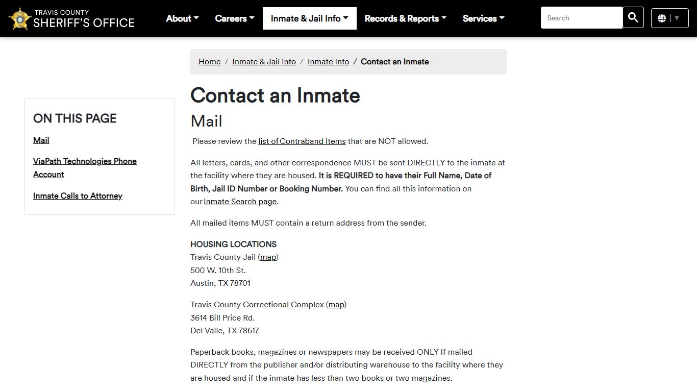 Contact an Inmate