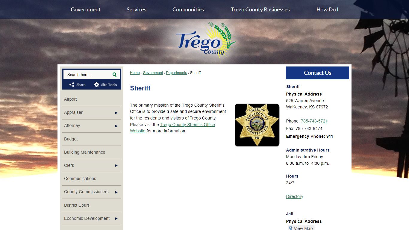 Sheriff | Trego County, KS