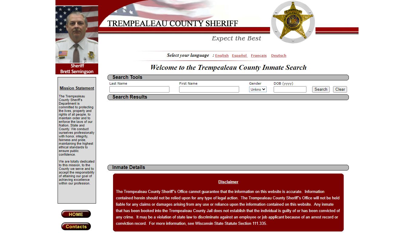:: Trempealeau County :: Inmate Locator