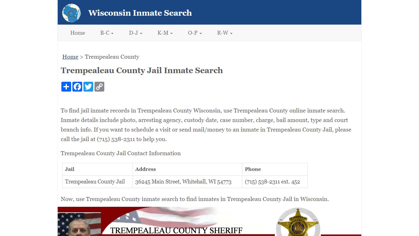 Trempealeau County Jail Inmate Search