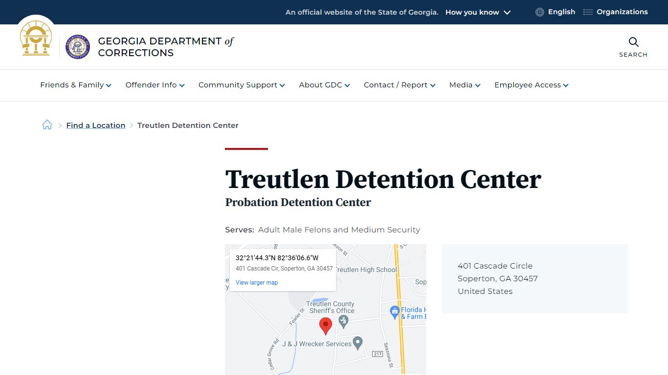 Treutlen Detention Center | Georgia Department of Corrections