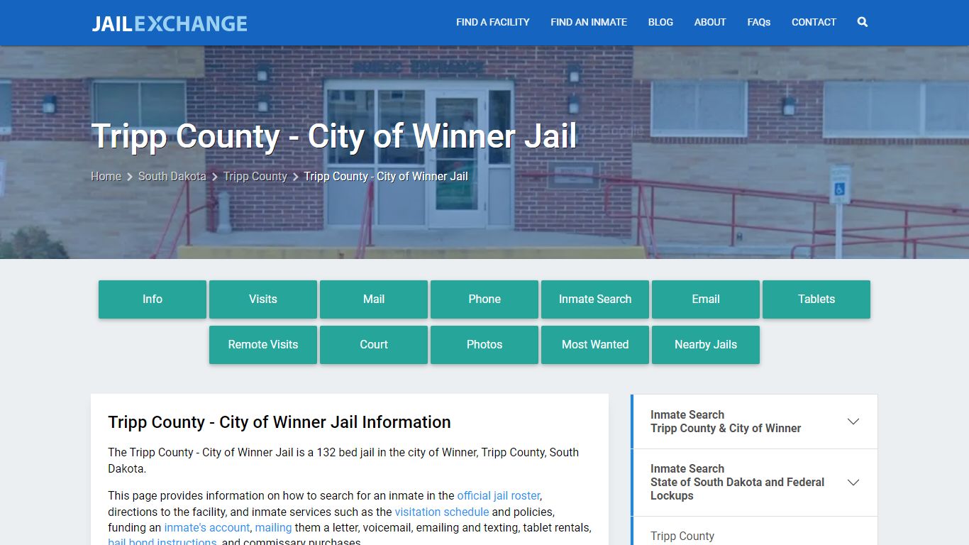 Tripp County - City of Winner Jail, SD Inmate Search, Information