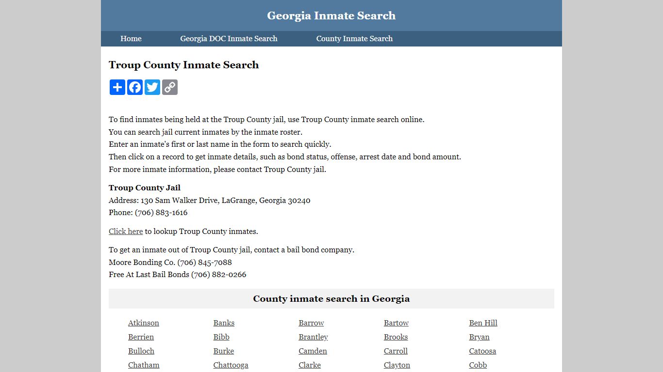 Troup County Inmate Search