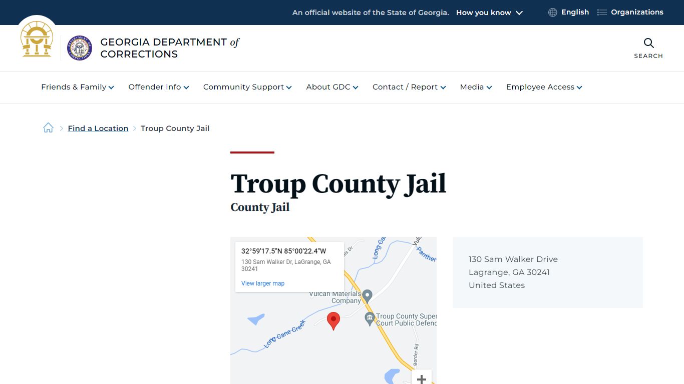Troup County Jail | Georgia Department of Corrections