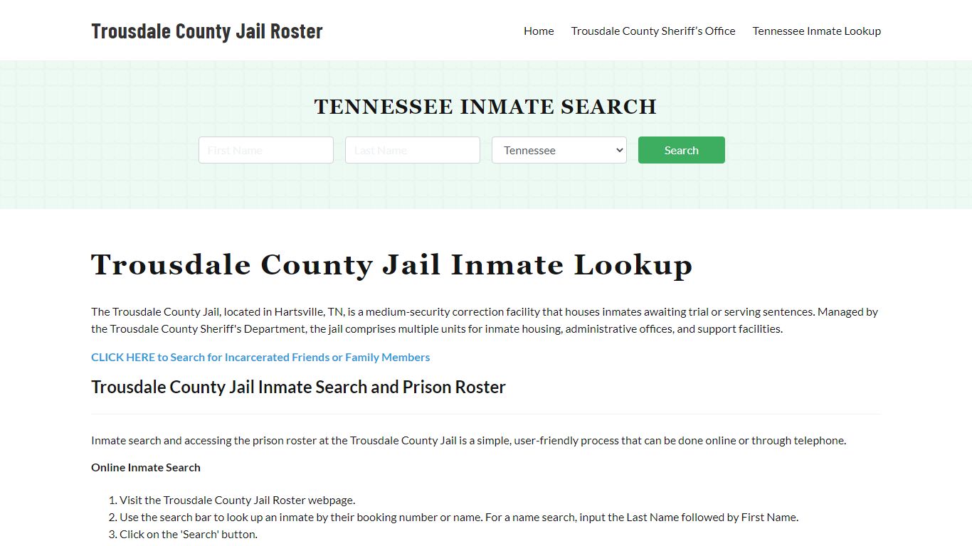 Trousdale County Jail Roster Lookup, TN, Inmate Search