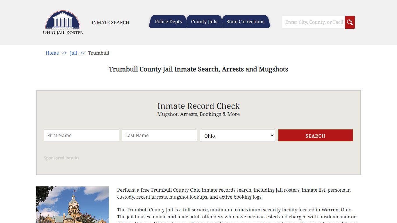 Trumbull County Jail Inmate Search, Arrests and Mugshots
