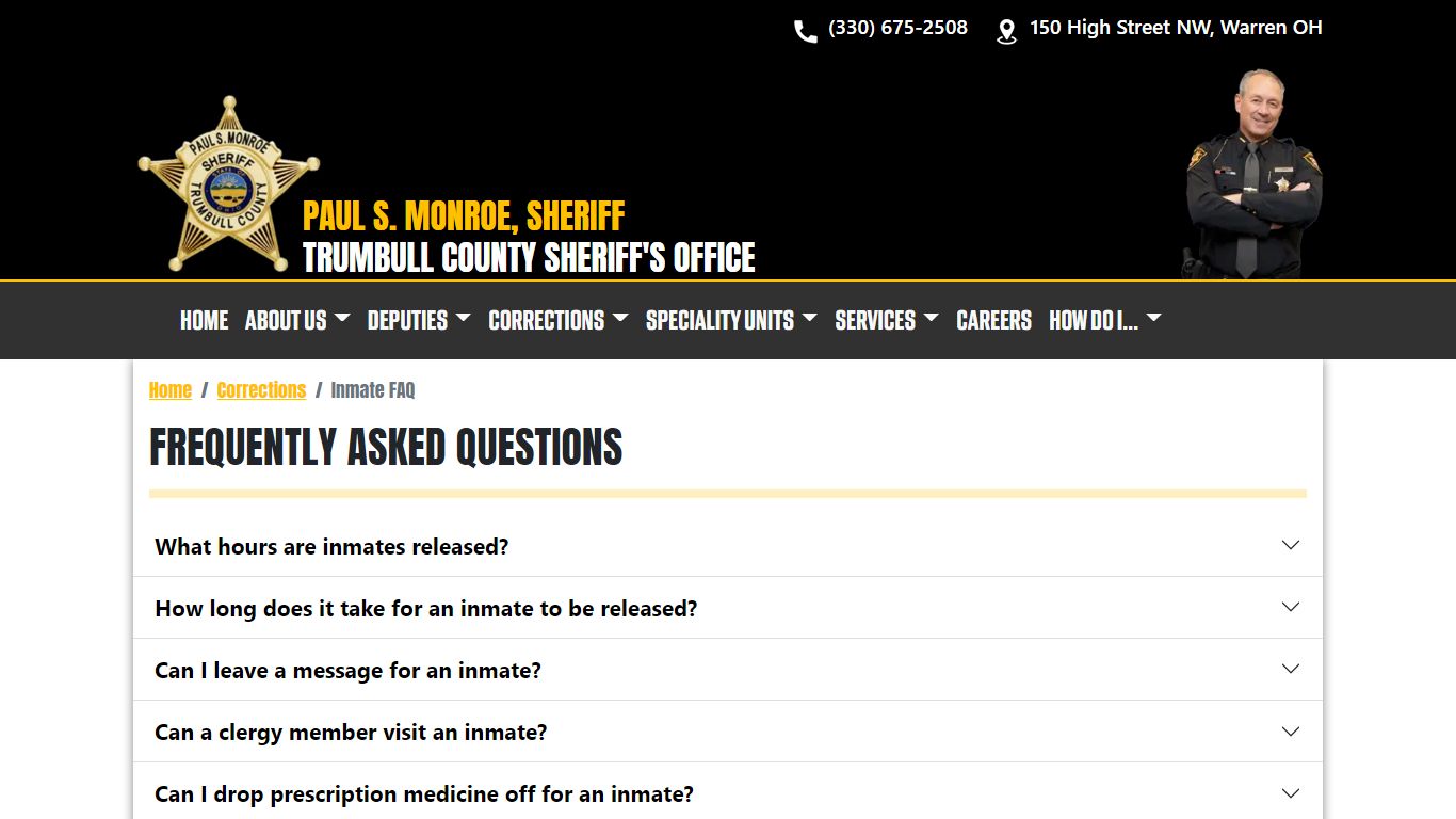 Inmate FAQ - Trumbull County Sheriff