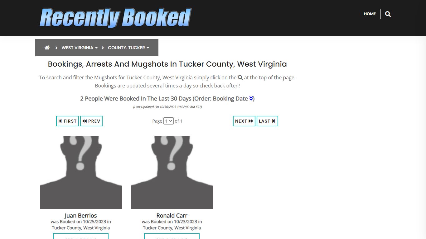 Bookings, Arrests and Mugshots in Tucker County, West Virginia