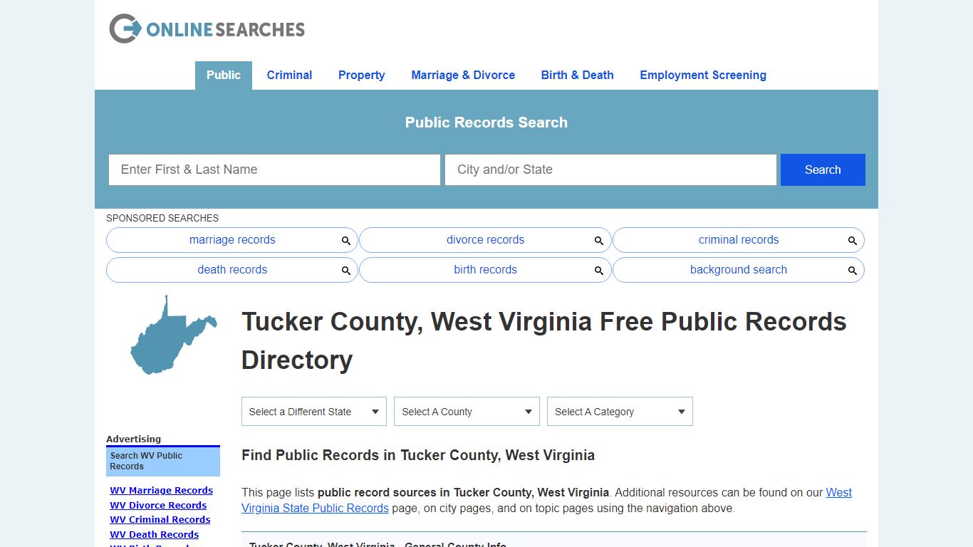 Tucker County, West Virginia Public Records Directory