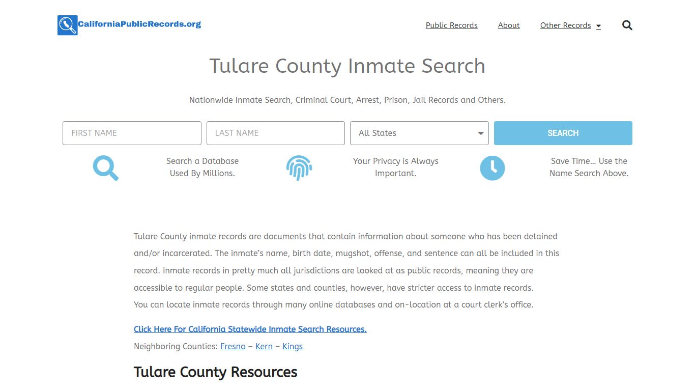 Tulare County Inmate Search - Current & Past TCSO CA Jail Records