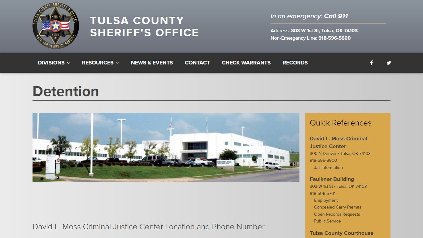 Detention - Tulsa County Sheriff's Office